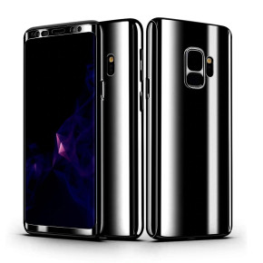 Твърд калъф лице и гръб 360 градуса със скрийн протектор FULL Body Cover за Samsung Galaxy S9 G960 черен огледален / black mirror